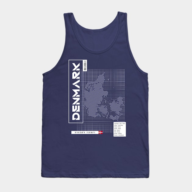 Denmark Futuristic Map Tank Top by R4Design